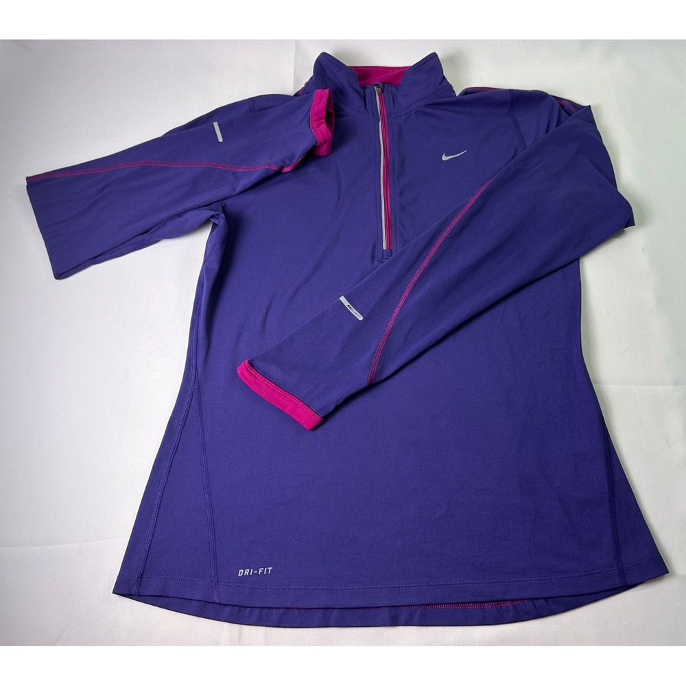 Nike Element Dri-FIT Purple Pink Half Zip Running Pullover Top Women's M‎